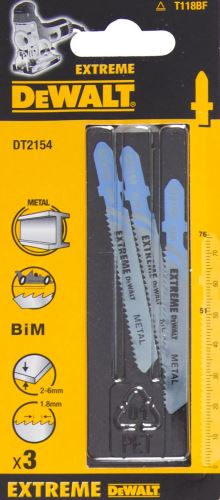 DEWALT bimetál fűrészlap EXTREME 76 mm, fémek 6 mm-től, acél 3 - 5 mm (3 db) DT2154