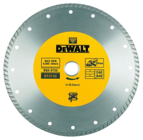 DEWALT szárazon vágó turbó gyémánt penge 180 x 22,2 mm DT3722