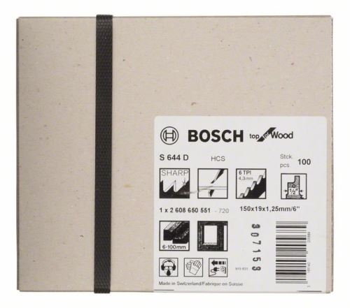 BOSCH fűrészlap farfűrészhez S 644 D Top for Wood (100 db) 2608650551