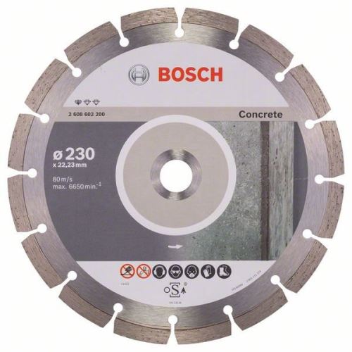 BOSCH gyémánt vágótárcsa szabvány betonhoz 230 x 22,23 x 2,3 x 10 mm 2608602200