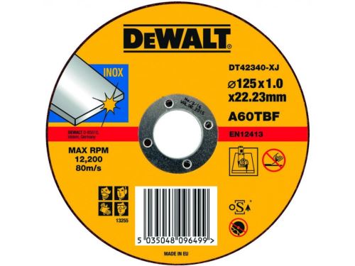 DEWALT Vágótárcsa rozsdamentes acélhoz, lapos 125 x 2,1 x 22,23 mm DT42340Z