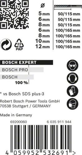 BOSCH EXPERT SDS plus-7X készlet 5/6/6/8/8/10/12 mm, 7 db 2608900195