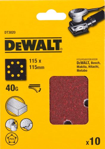 DEWALT Csiszolópapír 115 x 115 mm, P320, Tépőzáras (10 db) DT3026