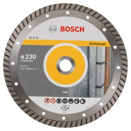 BOSCH Gyémánt vágótárcsa Standard Universal Turbo 230 x 22,23 x 2,5 x 10 mm 2608602397