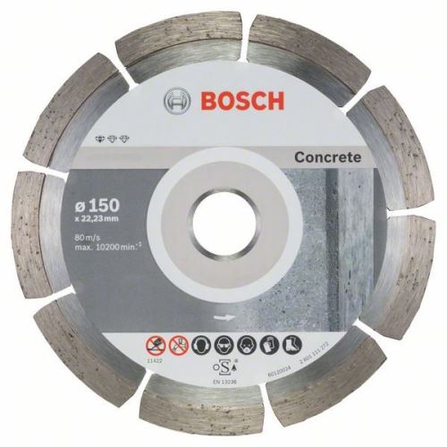 BOSCH Gyémánt vágótárcsa szabvány betonhoz 150 x 22,23 x 2 x 10 mm (10 db) 2608603241