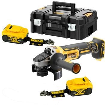 DEWALT Akkus sarokcsiszoló 18V 125mm, 2x 5Ah, töltő nélkül, Tstack DCG406P2LRT