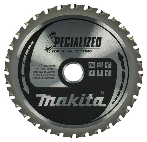 MAKITA fűrészlap acél SPECIALIZÁLT 150x1,5x20 mm 32 fogú B-47036