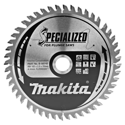 MAKITA fűrészlap corian SPECIALIZED 165x2x20 mm 48 fogú merülőfűrészekhez B-56742