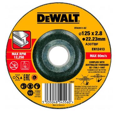 DEWALT konvex fém vágótárcsa 125 x 22,2 x 3,0 mm DT43911