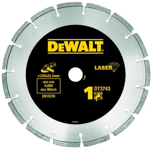 DEWALT DIA Szegmentált tárcsa építőanyagokhoz és betonhoz, száraz vágáshoz, 230 x 22,2 mm DT3743