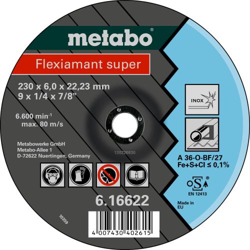 METABO Csiszolótárcsa - rozsdamentes acél 115x6x22,2 mm 616739000