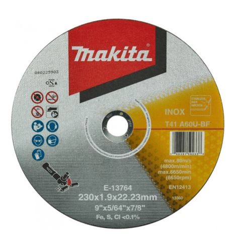 MAKITA rozsdamentes acél vágótárcsa 230x1,9x22,23 mm E-13764