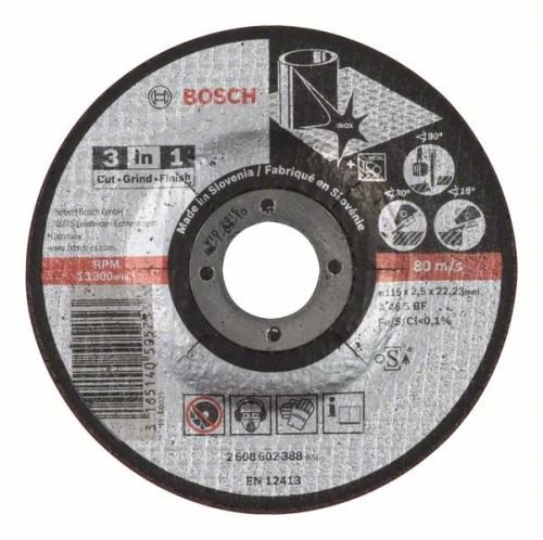 BOSCH Vágótárcsa 3 az 1-ben A 46 S BF, 115 mm, 2,5 mm 2608602388