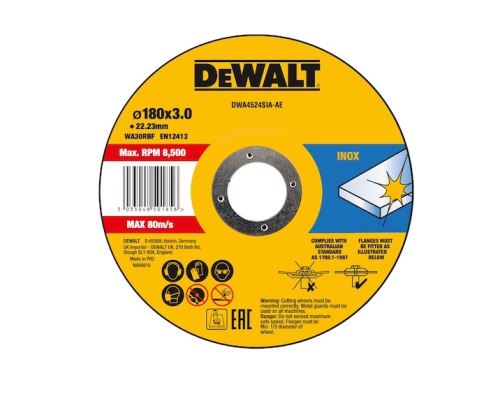 DEWALT Rozsdamentes acél vágótárcsa 180 x 3 x 22,23 mm DWA4524SIA