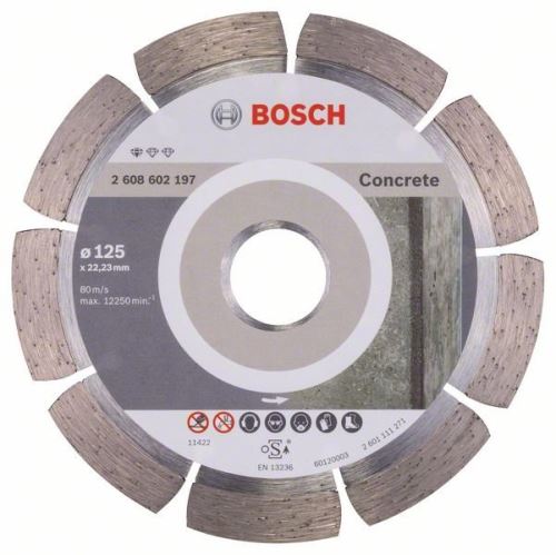 BOSCH gyémánt vágótárcsa szabvány betonhoz 125 x 22,23 x 1,6 x 10 mm 2608602197