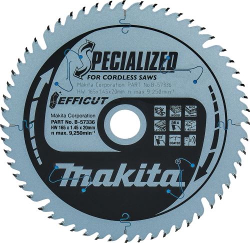 MAKITA Efficut fűrészlap fához 165x20 56T B-57320