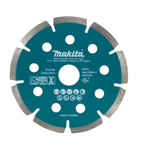 MAKITA gyémánt vágótárcsa 125x22,23 mm akkumulátoros sarokcsiszolóhoz B-53796