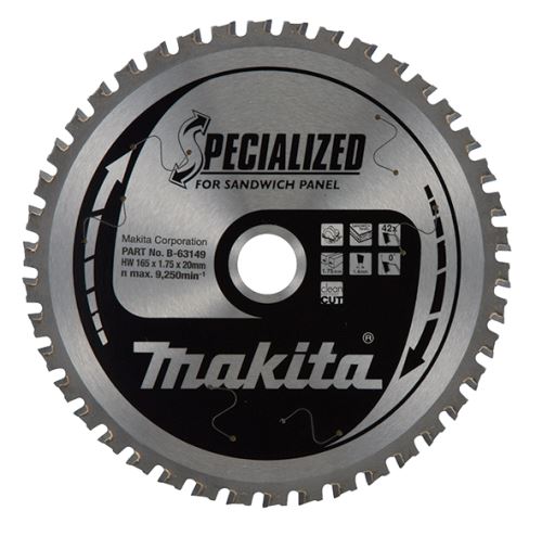 MAKITA szendvicspanel fűrészlap SPECIALIZED 165x1,75x20 mm 42 fogú B-63149