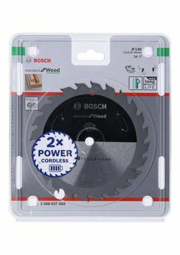 BOSCH Fűrészlap akkus fűrészekhez; Standard fához 140x10x1,5/1,0x24T 2608837669