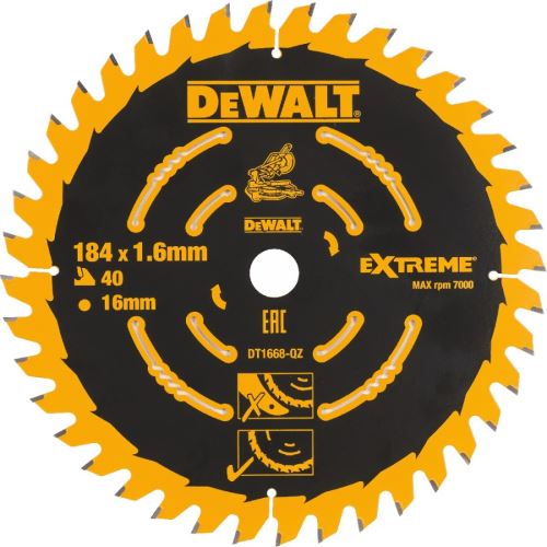 DEWALT EXTREME fűrészlap, 184 x 16 mm, 40 fogú DT1668