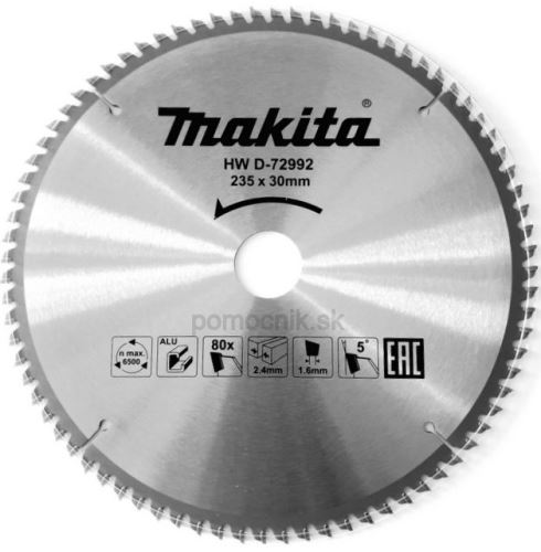 MAKITA fűrészlap alumínium TCT 235x2,4x30 mm 80 fogú D-72992