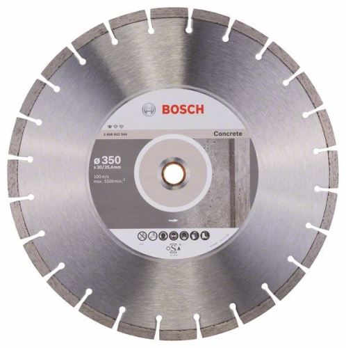 BOSCH gyémánt vágótárcsa szabvány betonhoz 350 x 20/25,40 x 2,8 x 10 mm 2608602544