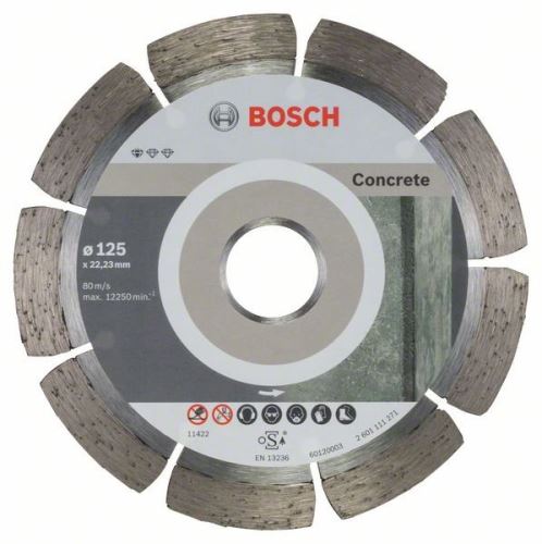 BOSCH gyémánt vágótárcsa szabvány betonhoz 125 x 22,23 x 1,6 x 10 mm (10 db) 2608603240