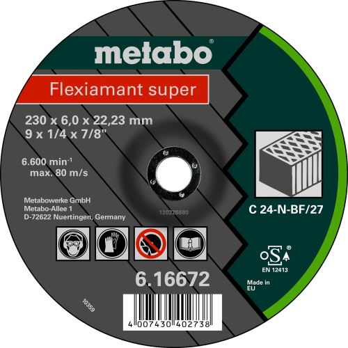 METABO Csiszolótárcsa - kő 115x6x22,2 mm 616729000