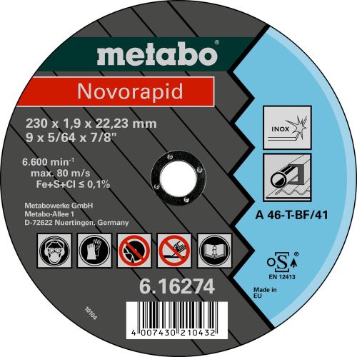 METABO Vágótárcsa -NOVORAPID Inox 115x1,0x22,23 616270000