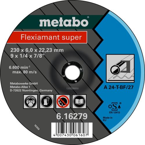 METABO Csiszolótárcsa - acél, (10 db) 180x6x22,2 mm egyenes 616277000