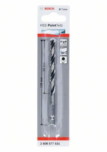 BOSCH Fúró fémhez HSS PointTeQ HEX 6 pontos szárral; 7,0 mm (5 db) 2608577531