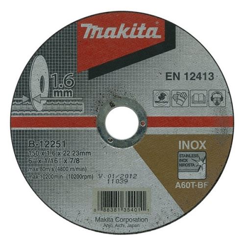 MAKITA rozsdamentes acél vágótárcsa 115x1,6x22 mm B-45755