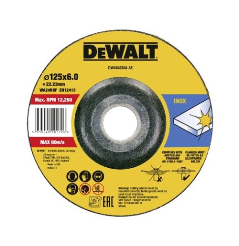 DEWALT Rozsdamentes acél vágótárcsa 125 x 6 x 22,23 mm DW4543SIA