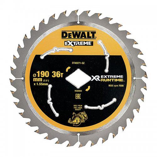 DEWALT fűrészlap 190 mm, 36 fogú akkumulátoros fűrészekhez DT40271 DT40271