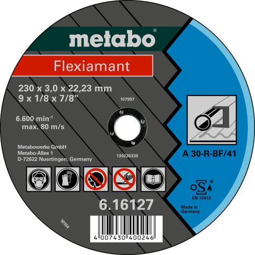 METABO Vágótárcsa - acél-FLEXIAMANT 180x3,0x22,2 egyenes 616123000