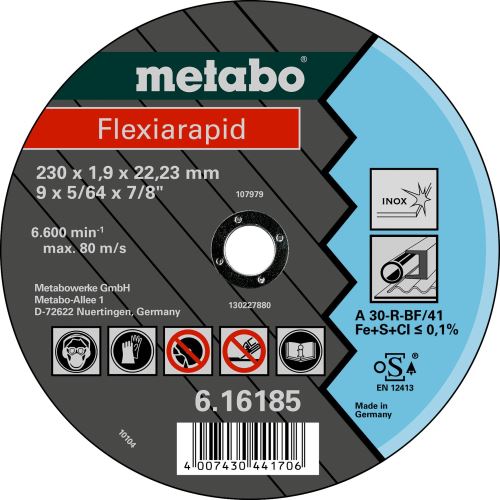 METABO Vágótárcsa - rozsdamentes acél-FLEXIRAPID 115x1,6x22,2 616181000