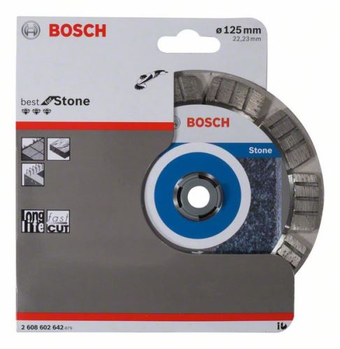 BOSCH gyémánt vágótárcsa Best for Stone 125 x 22,23 x 2,2 x 12 mm 2608602642