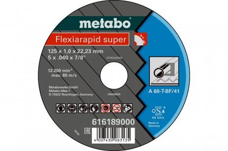 METABO Csiszolókorong Flexiarapid SUPER 125 x 1,6 x 22,23 acél, TF 41 616192000