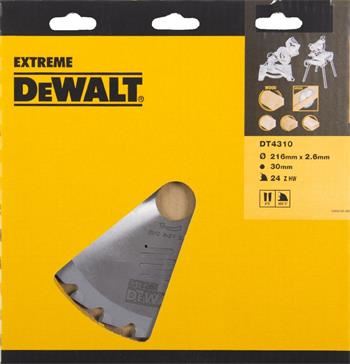 DEWALT favágó fűrészlap körfűrészekhez, 216 x 30 mm, 24 fogú DT4310