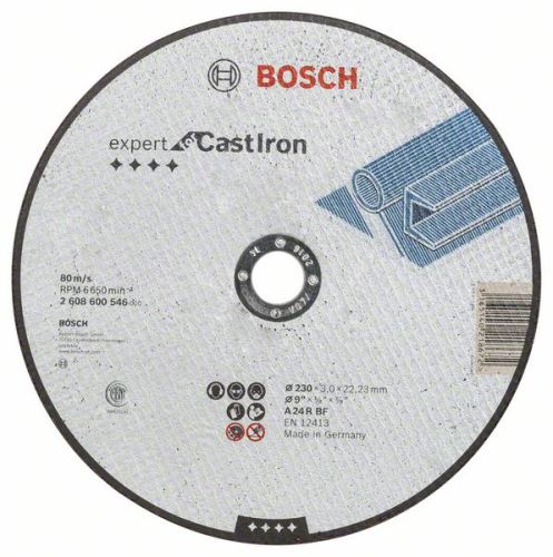 BOSCH Vágótárcsa egyenes Expert öntöttvashoz AS 24 R BF, 230 mm, 3,0 mm 2608600546