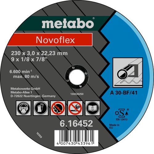 METABO Vágótárcsa - acél-NOVOFLEX 180x3,0x22,2 mm egyenes 616450000