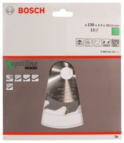 BOSCH fűrészlap Optiline Wood 130 x 20/16 x 2,4 mm, 12 2608641167