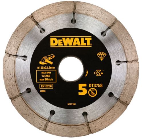 DEWALT gyémánt hornyoló penge, dupla, 125 mm (szegmens magasság 6,3 mm) DT3758