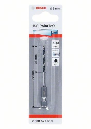 BOSCH Fúró fémhez HSS PointTeQ HEX 6 pontos szárral; 3 mm (5 db) 2608577519