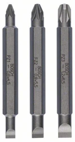 BOSCH 3 részes kétoldalas pengekészlet PH1, PZ1, S 0,6x4,5; PH2, PZ2, S 1,0x5,5; 60 mm 2607001745