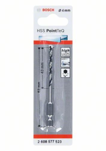 BOSCH Fúró fémhez HSS PointTeQ HEX 6 pontos szárral; 4,0 mm (5 db) 2608577523