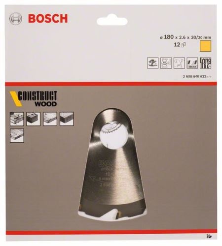 BOSCH Fűrészlap Construct Wood 180 x 30/20 x 2,6 mm; 12 2608640632