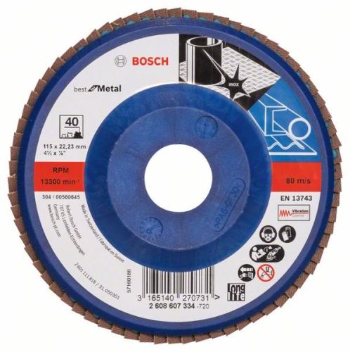 BOSCH lapos csiszolókorong X571, legjobb fémhez D = 115 mm; G = 40, egyenlő: 2608607334