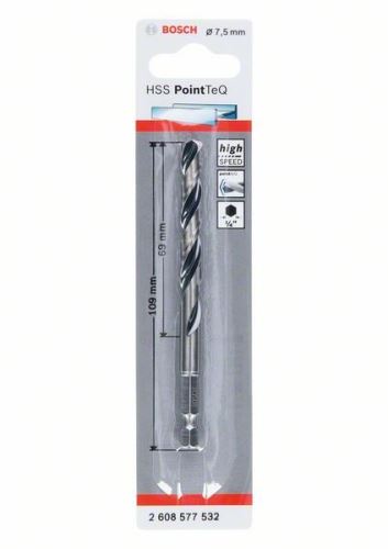 BOSCH Fúró fémhez HSS PointTeQ HEX 6 pontos szárral; 7,5 mm (5 db) 2608577532