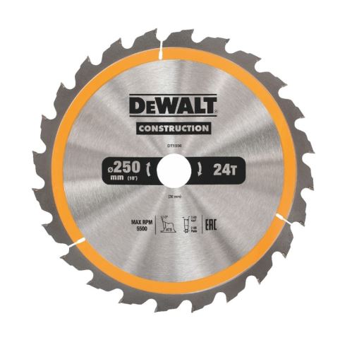 DEWALT fűrészlap (ideális FLEXVOLT fűrészekhez) ATB 10°, 250 x 30 mm, 24 fogú DT1956